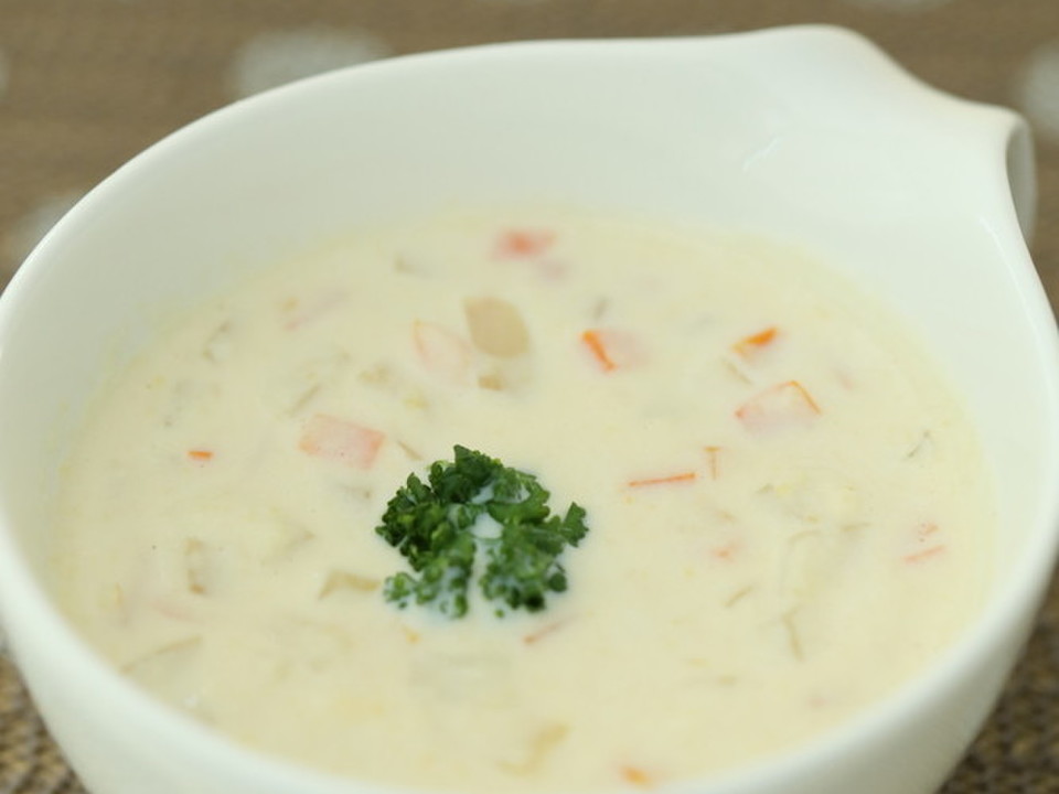 おからの入った具沢山コーンスープ