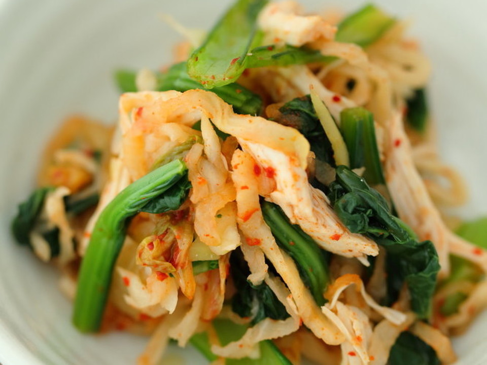 切干大根と小松菜のキムチ和え