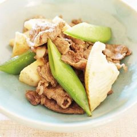 牛こま肉とたけのこのゆずこしょう炒め